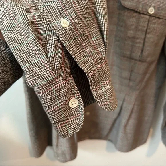 Vintage 80's Ralph Lauren Brown Cotton Wool Plaid Blouse with Darts Equestrian - Picture 8 of 11